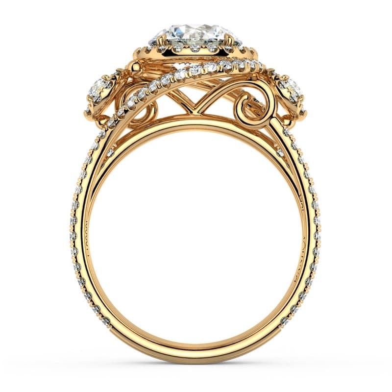 Abbraccio Unique Three Stone Engagement Ring