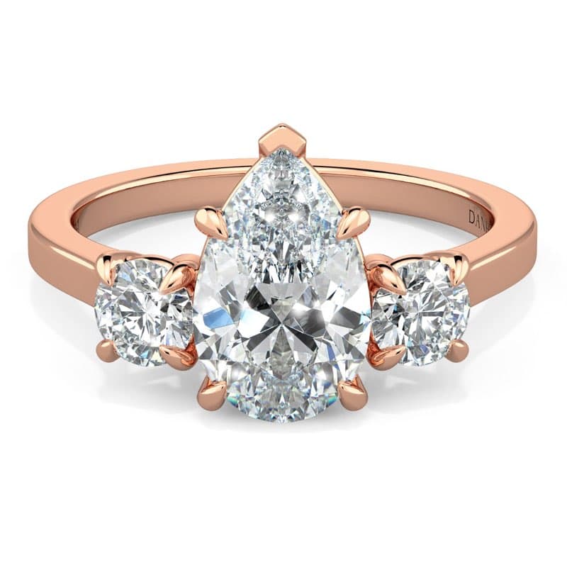 Classico Three Diamond Pear Cut Engagement Ring