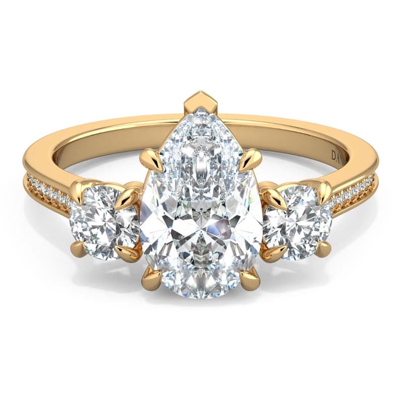 Classico Three Diamond Pear Cut Engagement Ring