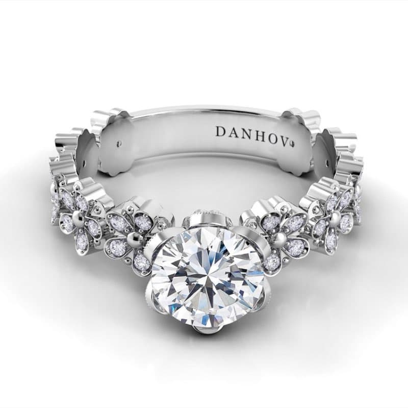 Petalo Single Shank Floral Engagement Ring