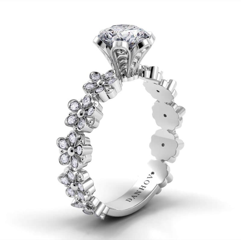 Petalo Single Shank Floral Engagement Ring