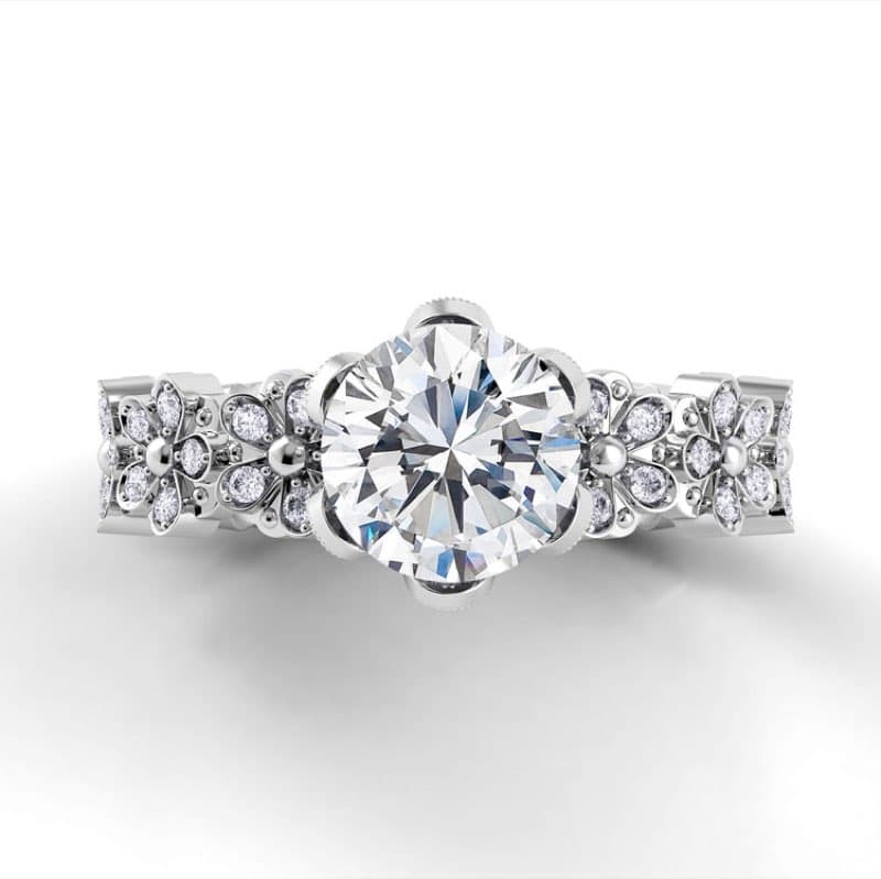 Petalo Single Shank Floral Engagement Ring