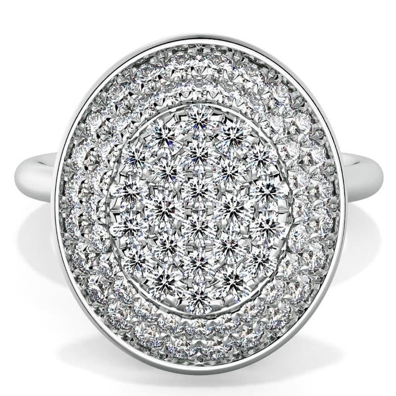 Diamante Cluster Oval Shaped Fine Ring
