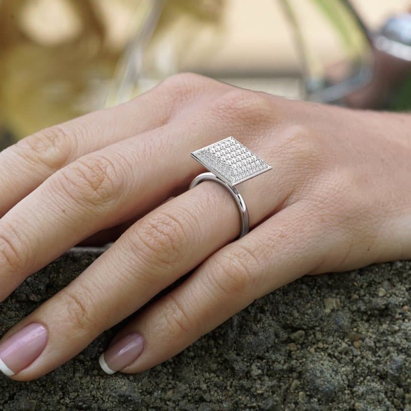 Diamante Cluster Princess Fine Ring
