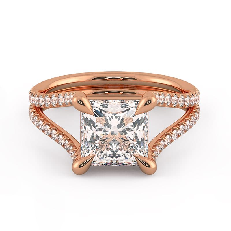 Per lei Double Shank Princess Cut Engagement Ring