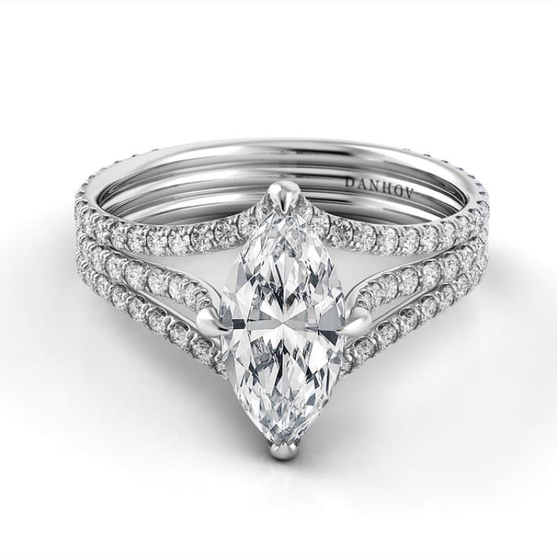 Solo Filo Triple Shank Marquise Engagement Ring
