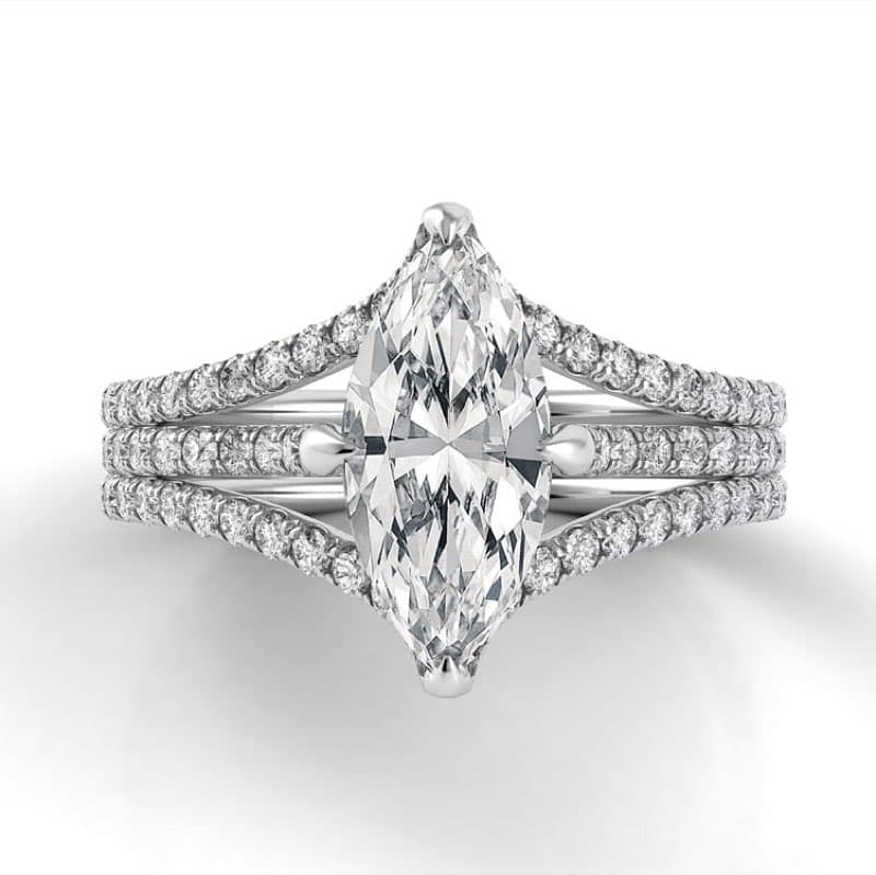Solo Filo Triple Shank Marquise Engagement Ring