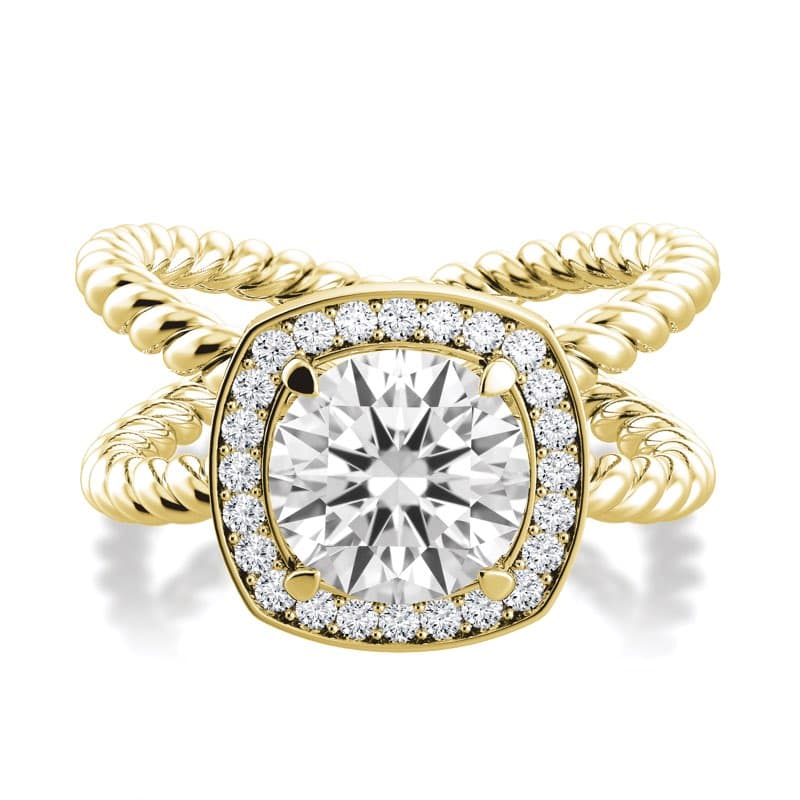 Eleganza Unique Design Engagement Ring with Halo