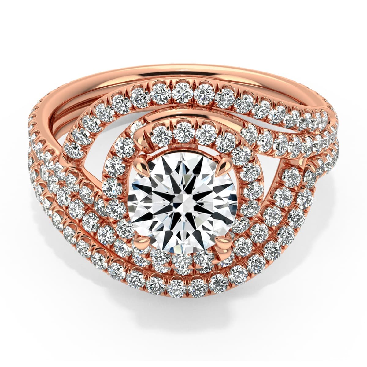 Abbraccio Double Swirl Diamond Engagement Ring