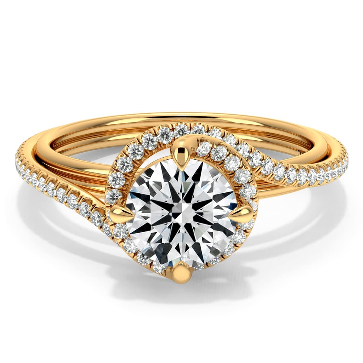 Abbraccio Triple Shank Diamond Engagement Ring