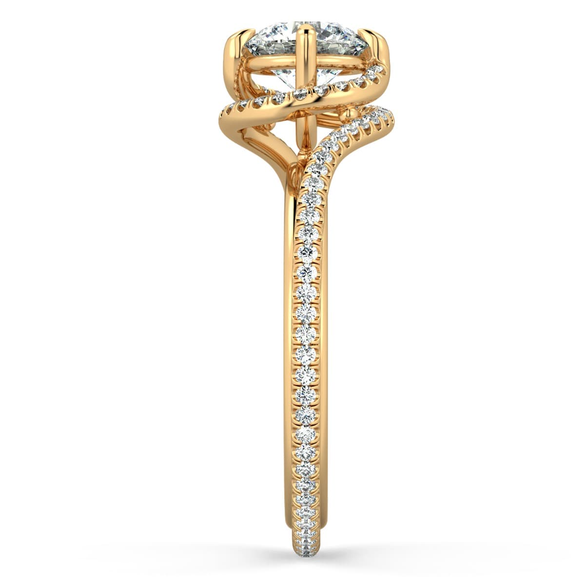Abbraccio Triple Shank Diamond Engagement Ring
