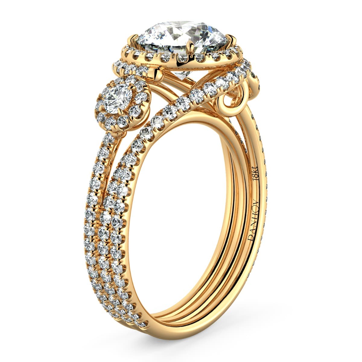 Abbraccio Unique Three Stone Engagement Ring