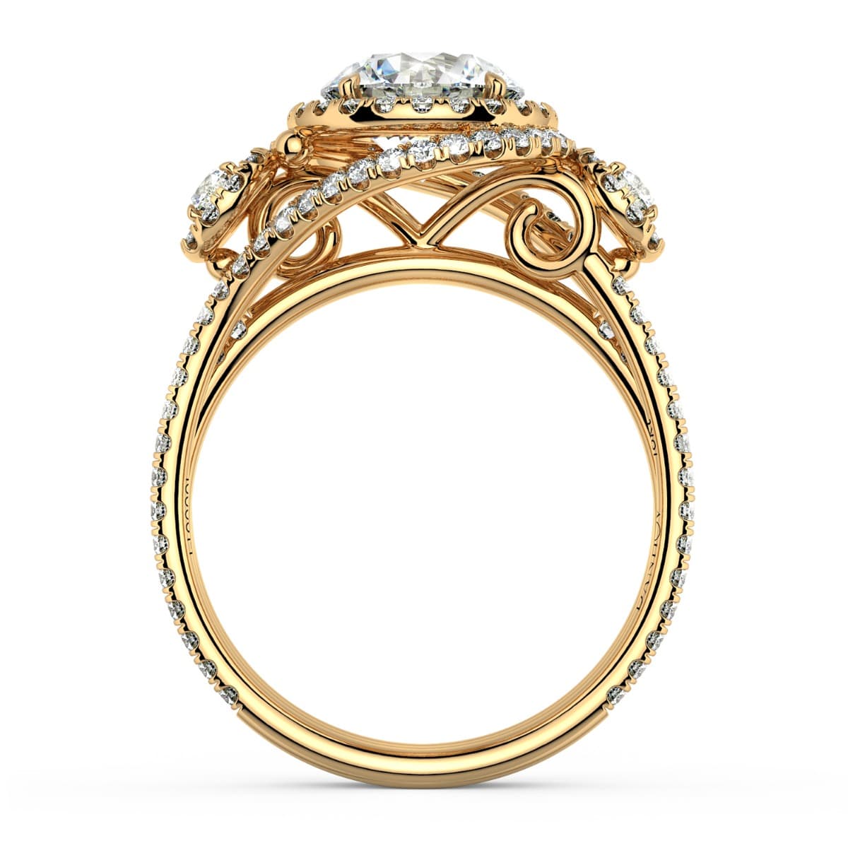 Abbraccio Unique Three Stone Engagement Ring