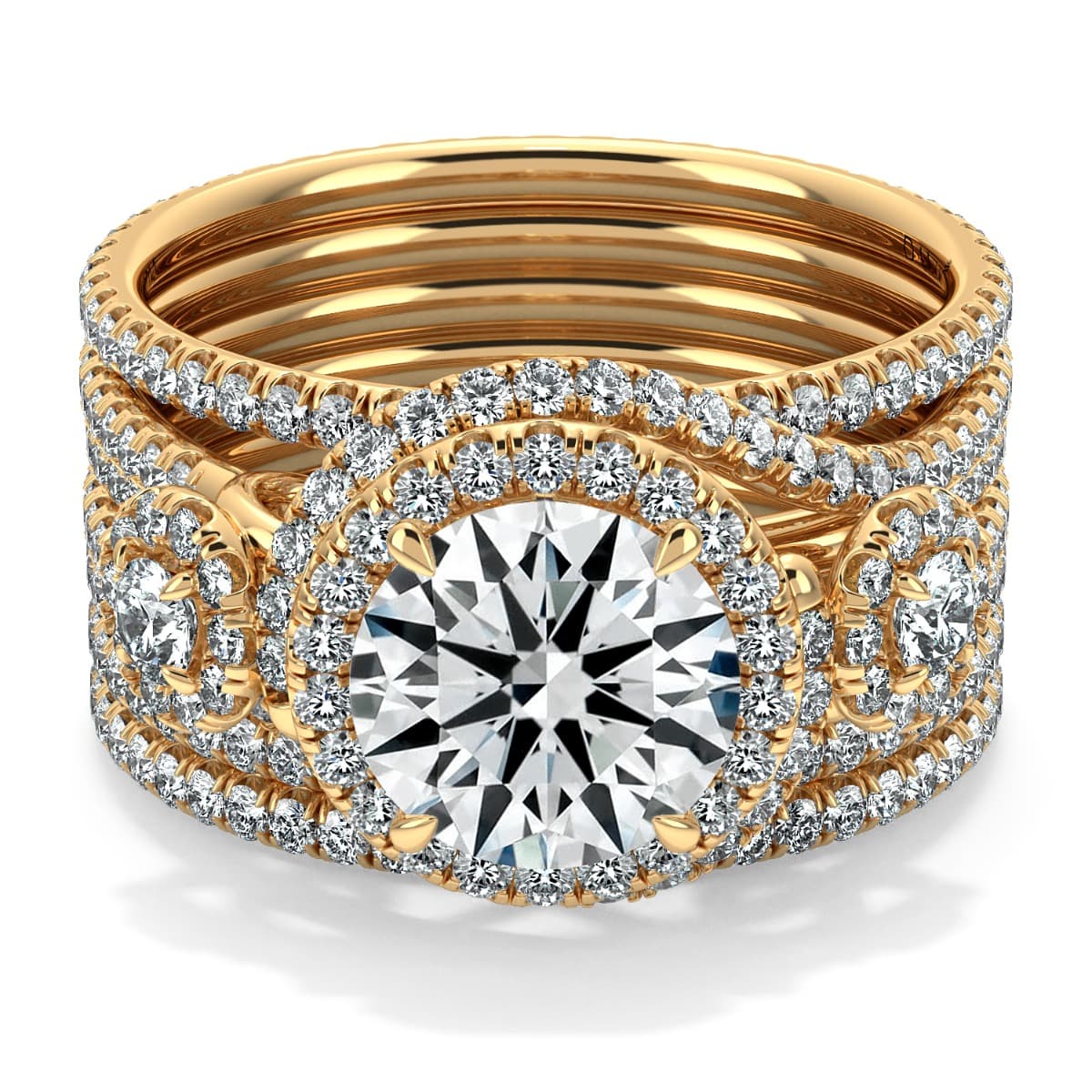 Abbraccio Unique Three Stone Engagement Ring