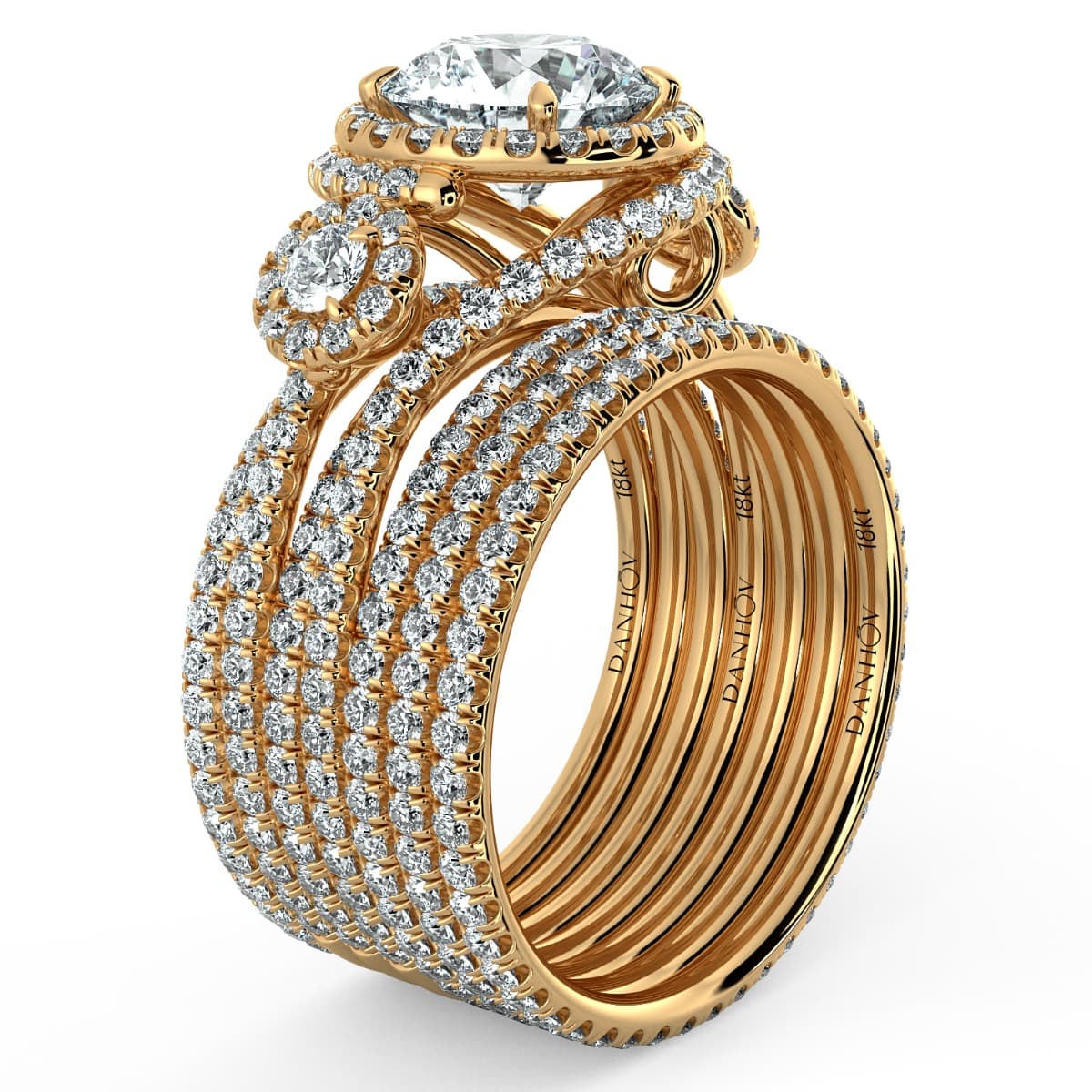 Abbraccio Unique Three Stone Engagement Ring