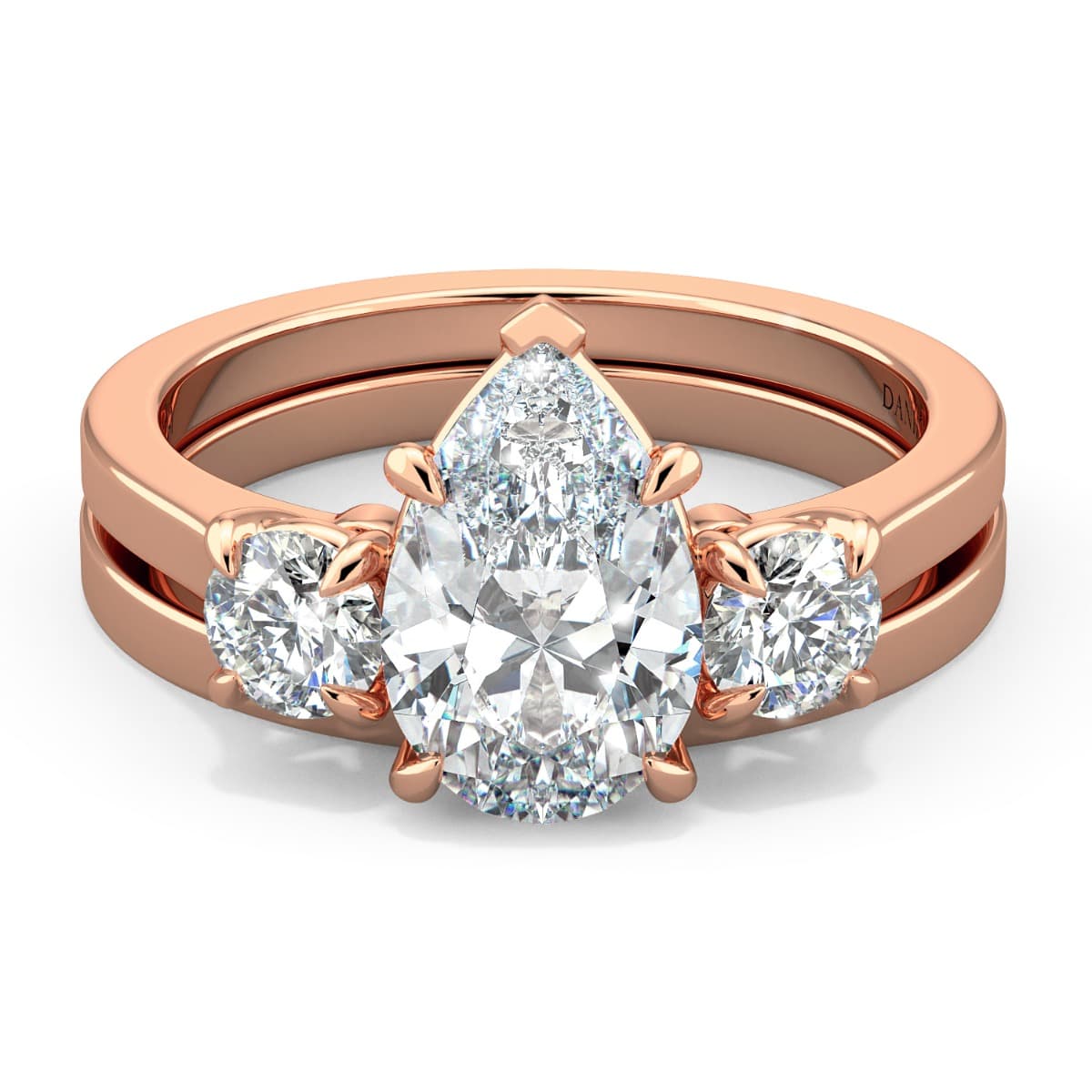 Classico Three Diamond Pear Cut Engagement Ring