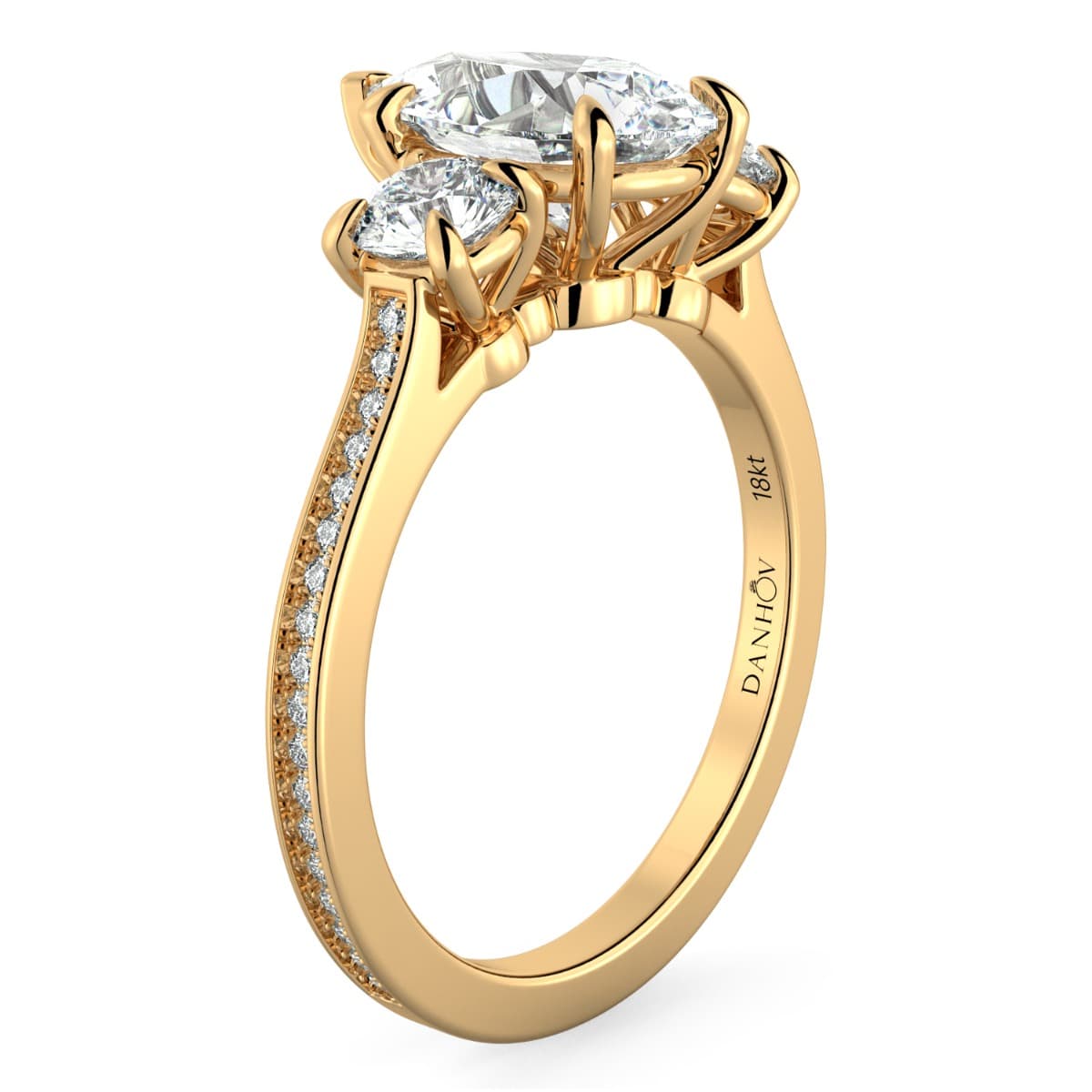Classico Three Diamond Pear Cut Engagement Ring