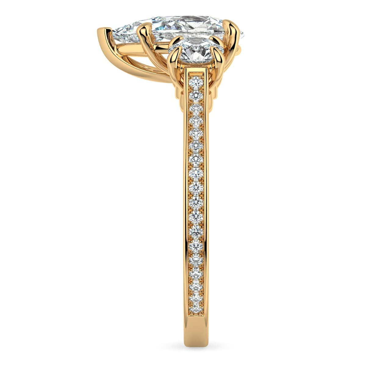 Classico Three Diamond Pear Cut Engagement Ring