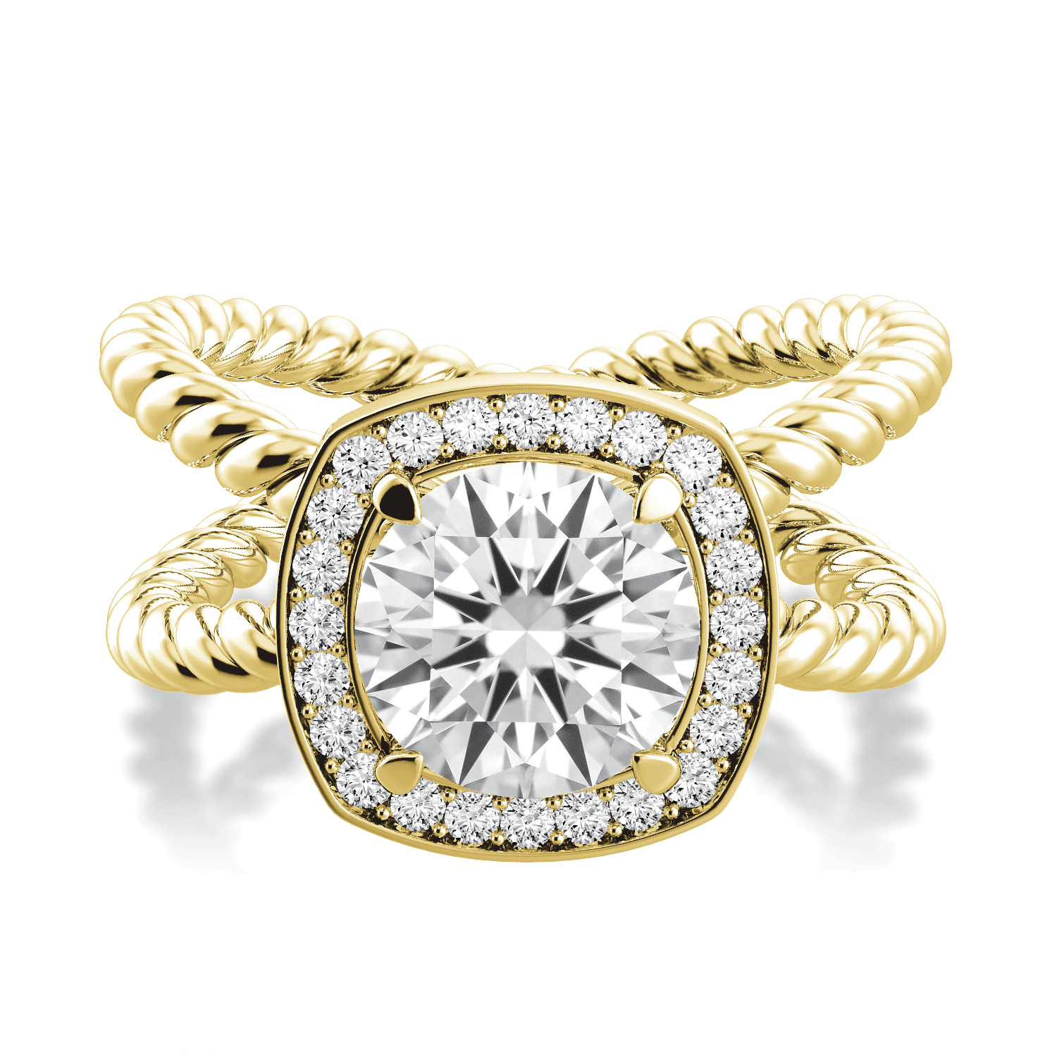 Eleganza Unique Design Engagement Ring with Halo