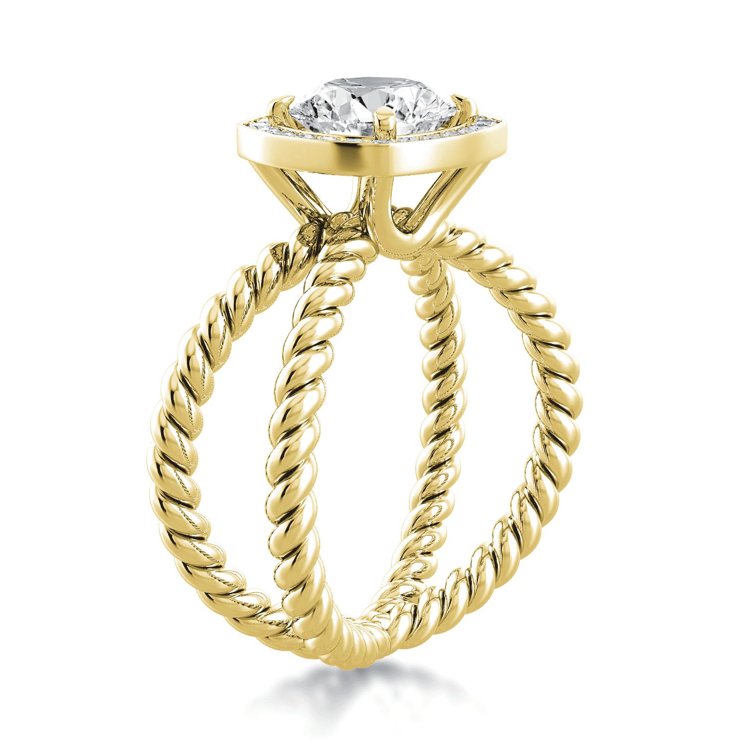 Eleganza Unique Design Engagement Ring with Halo