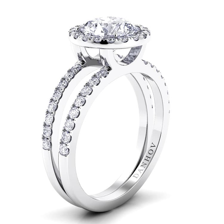 Per Lei Double Shank Marquise Engagement Ring