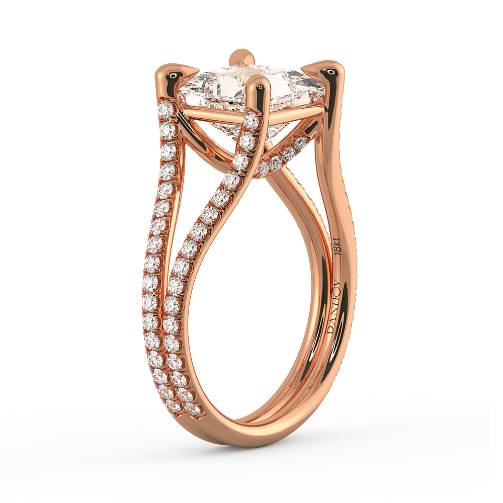 Per lei Double Shank Princess Cut Engagement Ring
