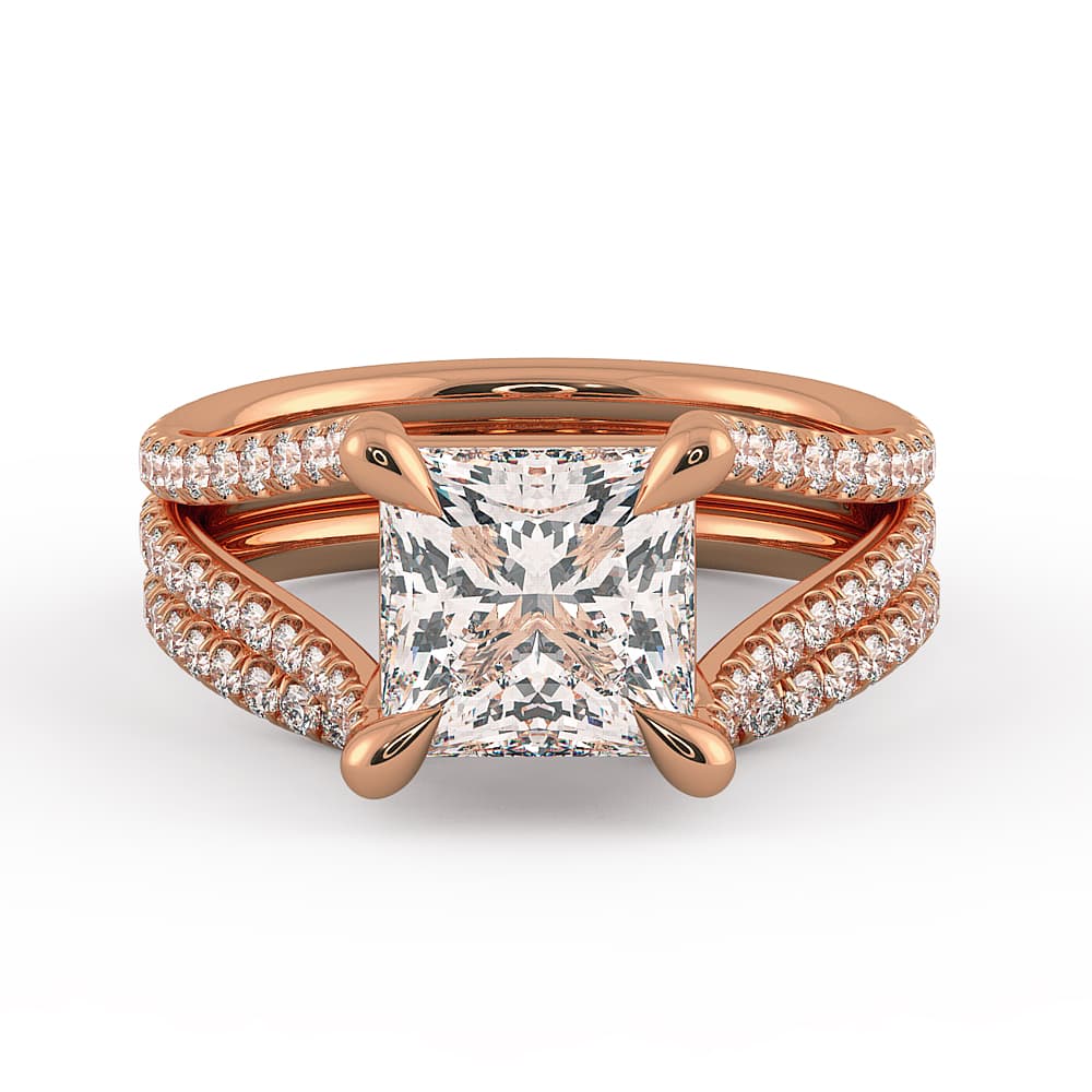 Per lei Double Shank Princess Cut Engagement Ring