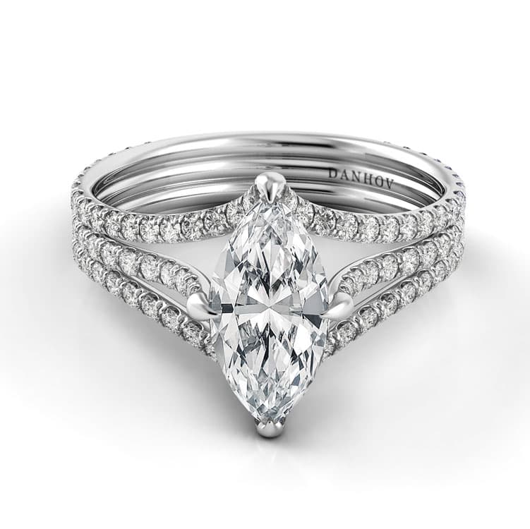 Solo Filo Triple Shank Marquise Engagement Ring