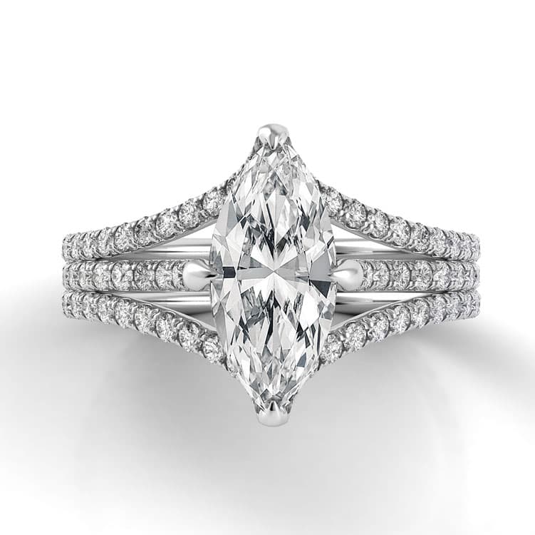 Solo Filo Triple Shank Marquise Engagement Ring