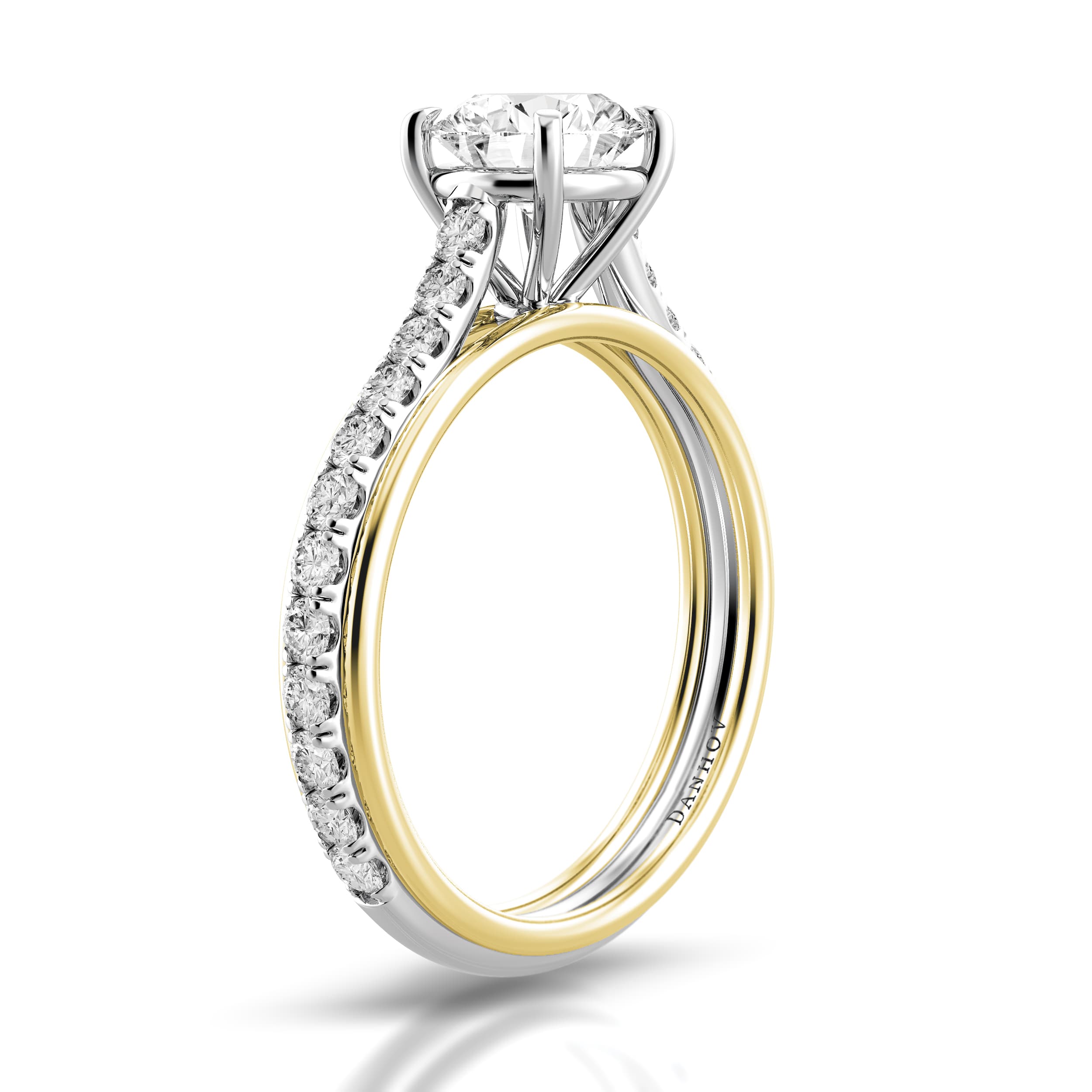 Unito Two-Tone Triple Shank Diamond Engagement Ring