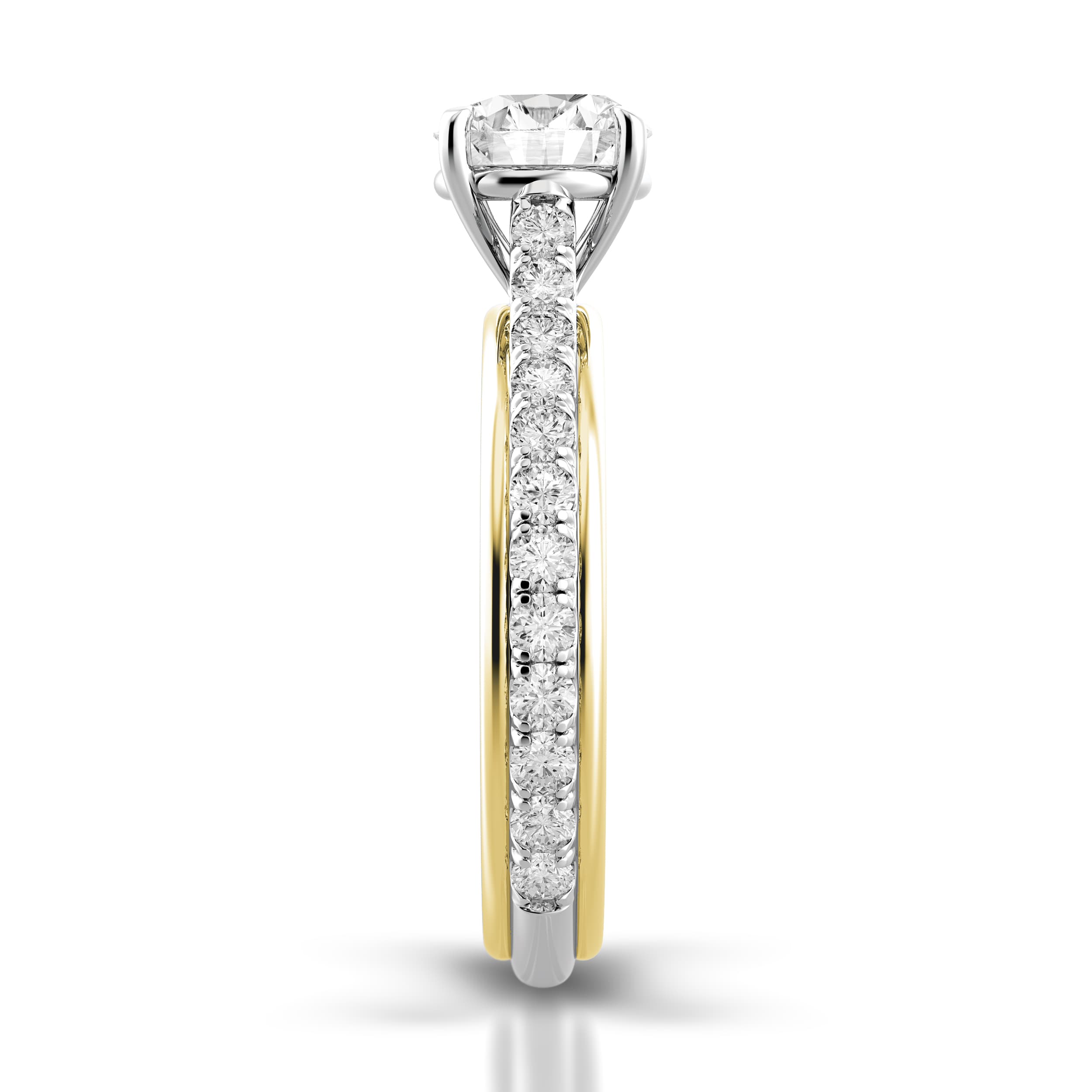 Unito Two-Tone Triple Shank Diamond Engagement Ring