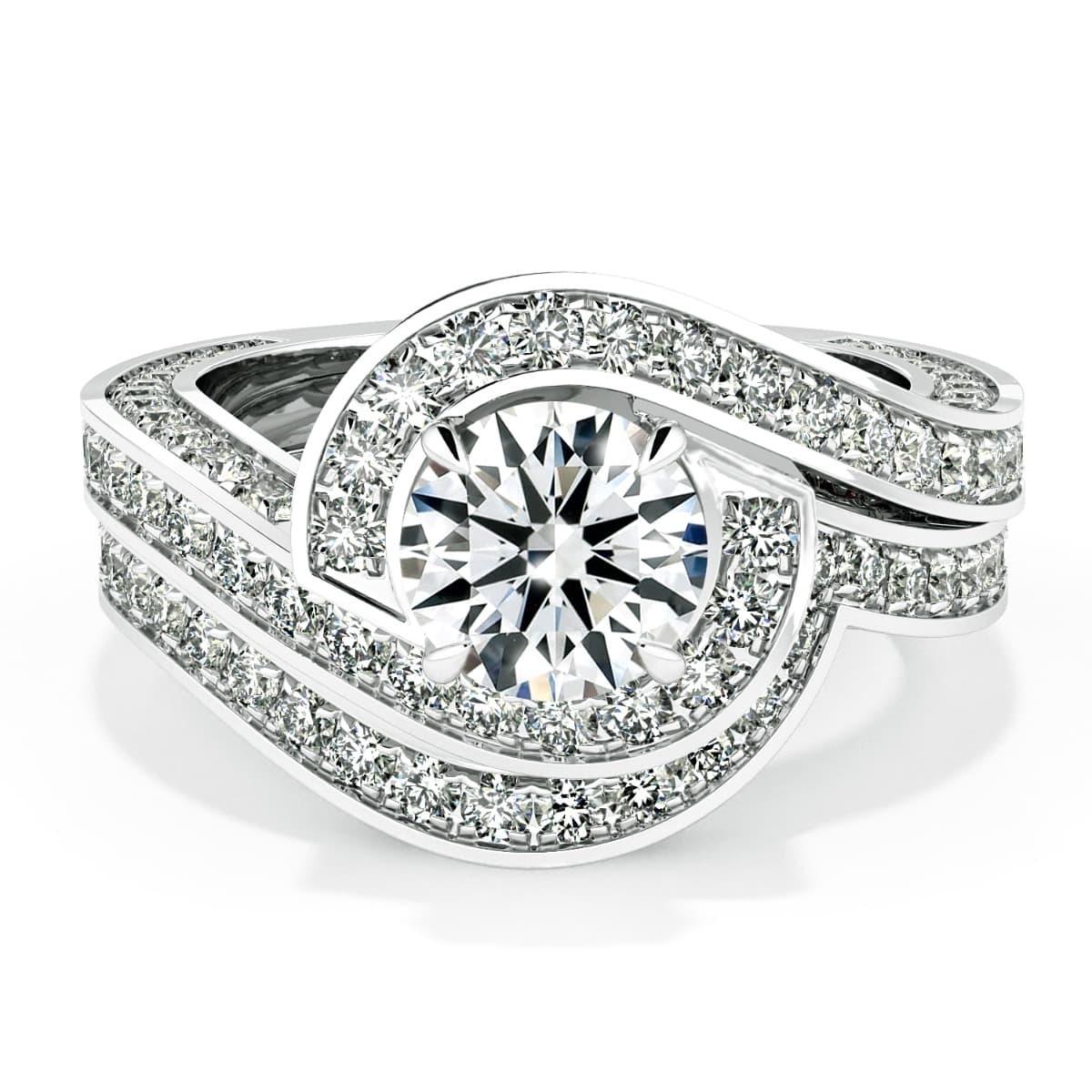 Abbraccio Curved Diamond Wedding Band