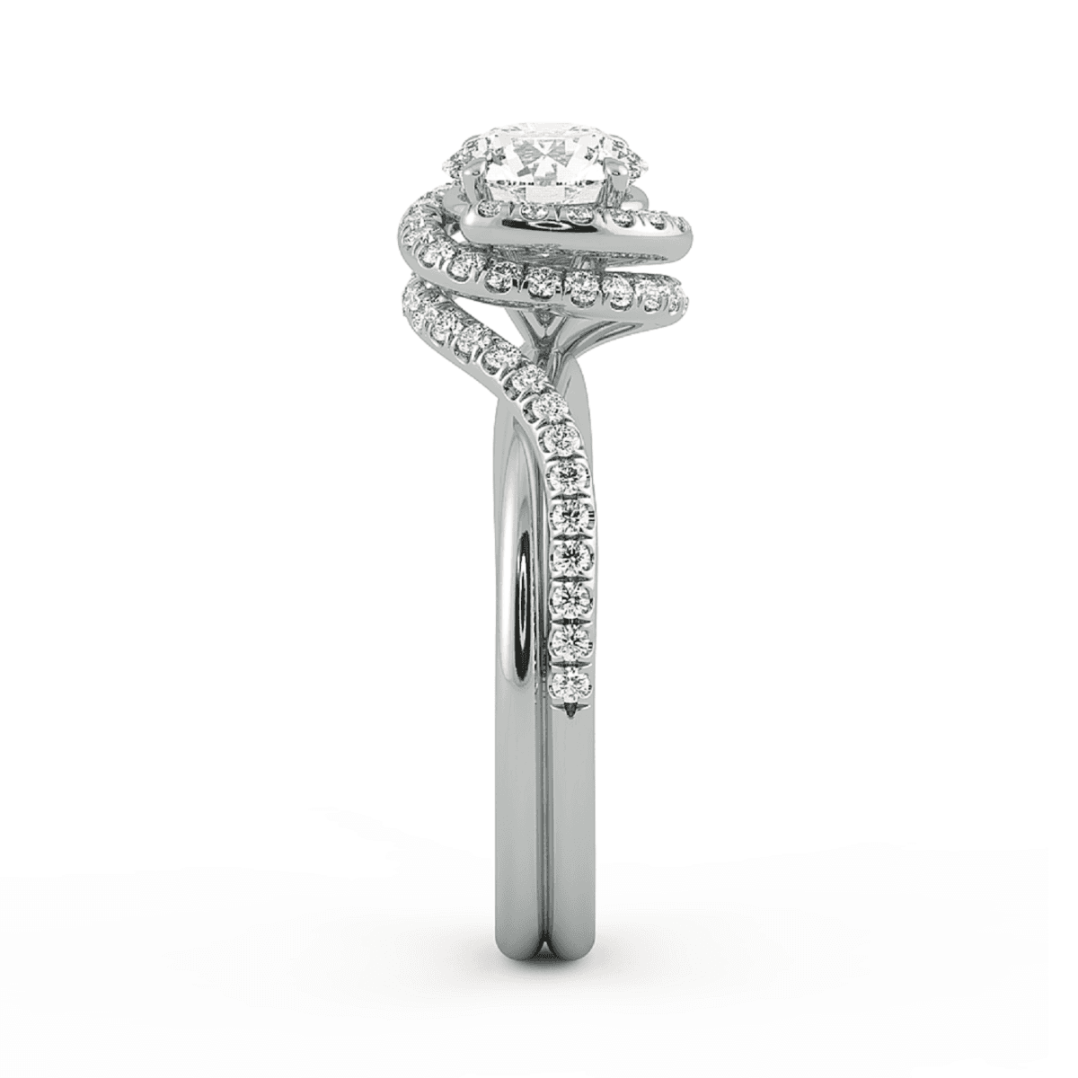 Abbraccio Double Ring Swirl Engagement Ring