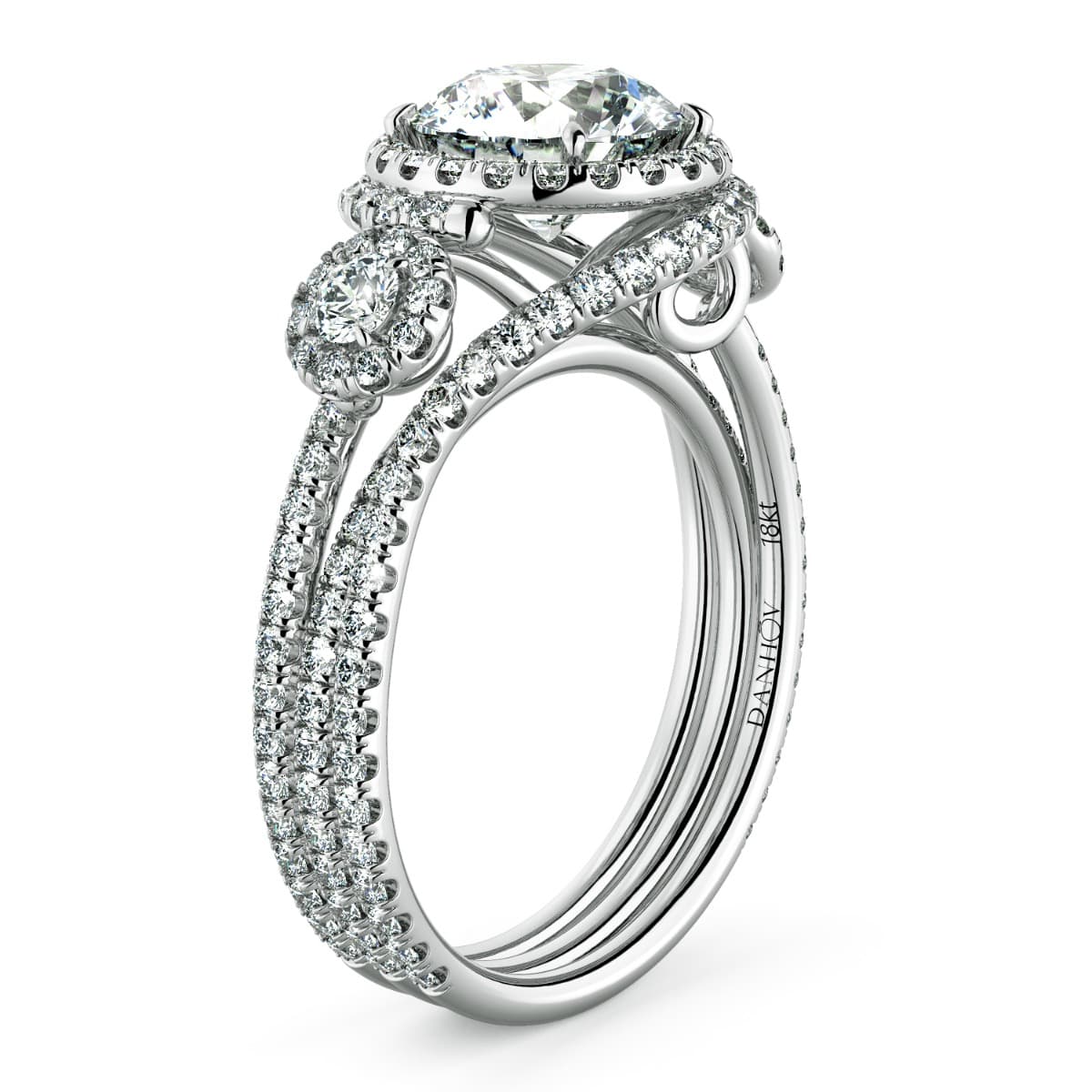 Abbraccio Unique Three Stone Engagement Ring