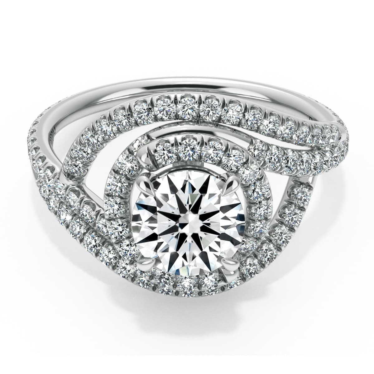 Abbraccio Double Swirl Diamond Engagement Ring