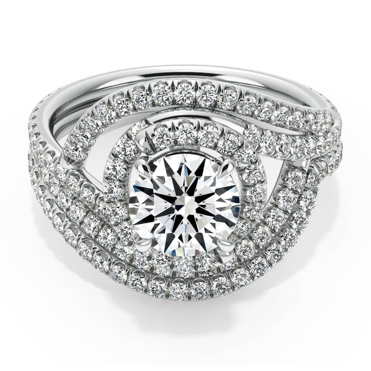 Abbraccio Double Swirl Diamond Engagement Ring