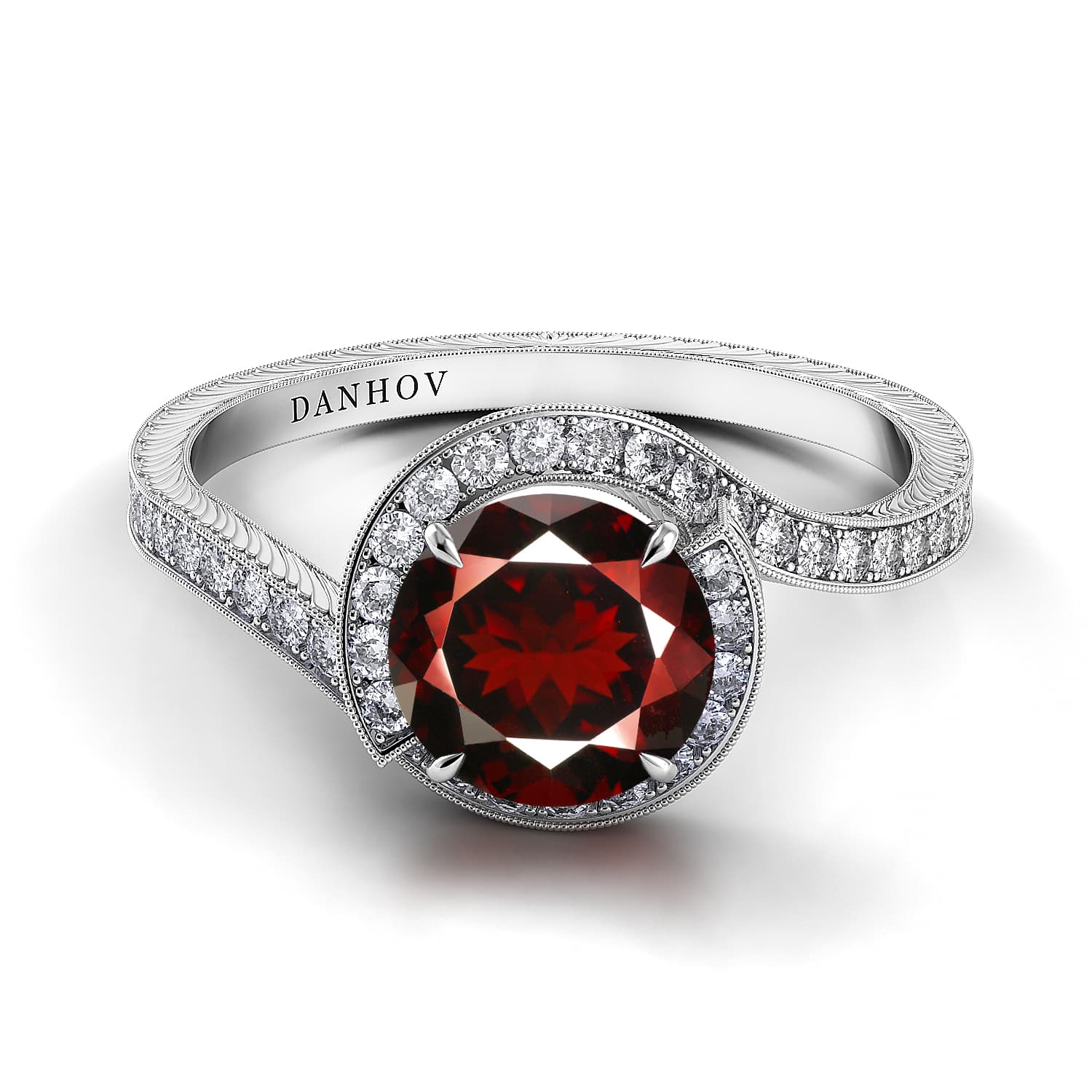 Abbraccio Swirl Garnet Ring