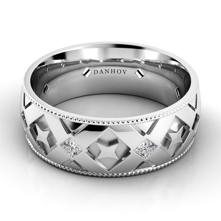 Classico Flat Diamond Men's Wedding Band