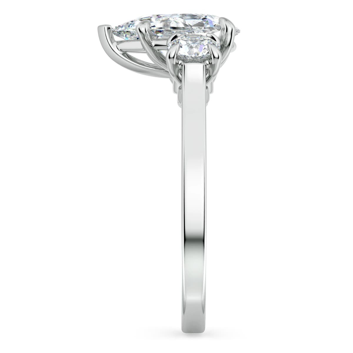 Classico Three Diamond Pear Cut Engagement Ring
