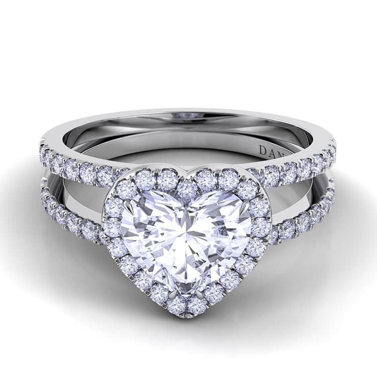 Per Lei Double Shank Heart Engagement Ring