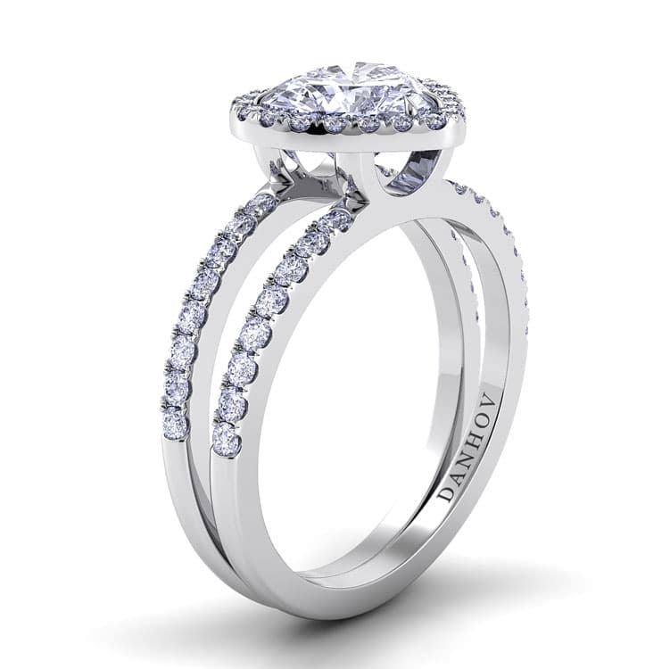 Per Lei Double Shank Heart Engagement Ring