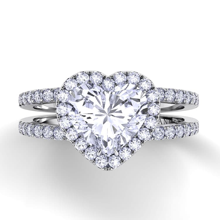 Per Lei Double Shank Heart Engagement Ring