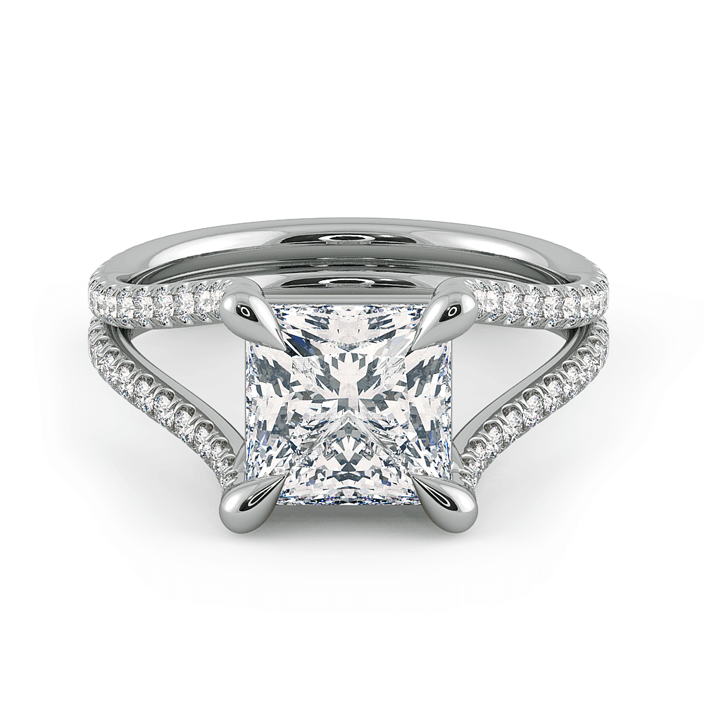 Per lei Double Shank Princess Cut Engagement Ring