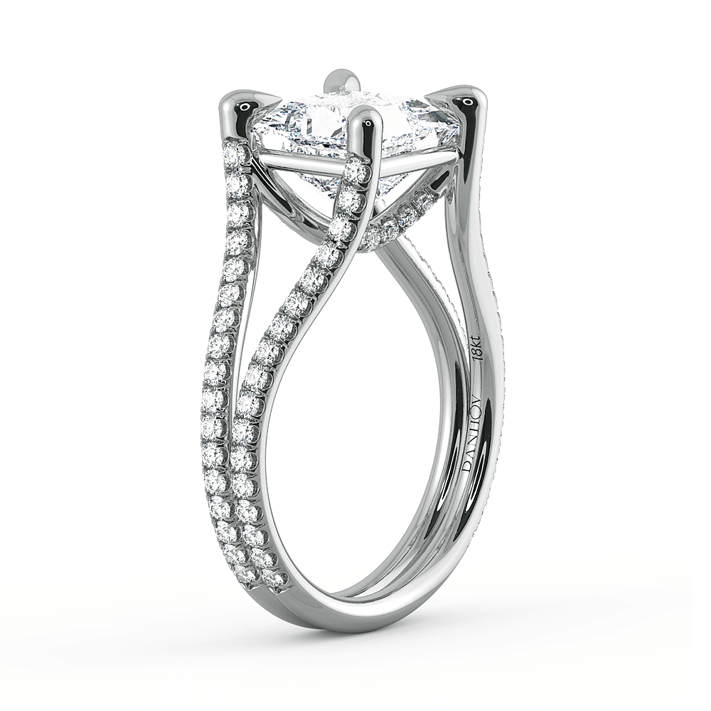 Per lei Double Shank Princess Cut Engagement Ring