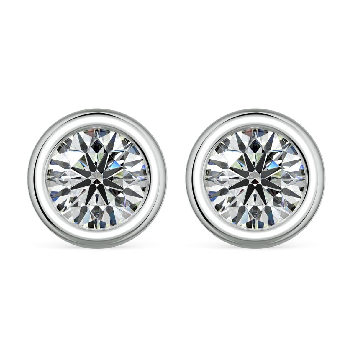 Bezel-Set Round Stud Earrings