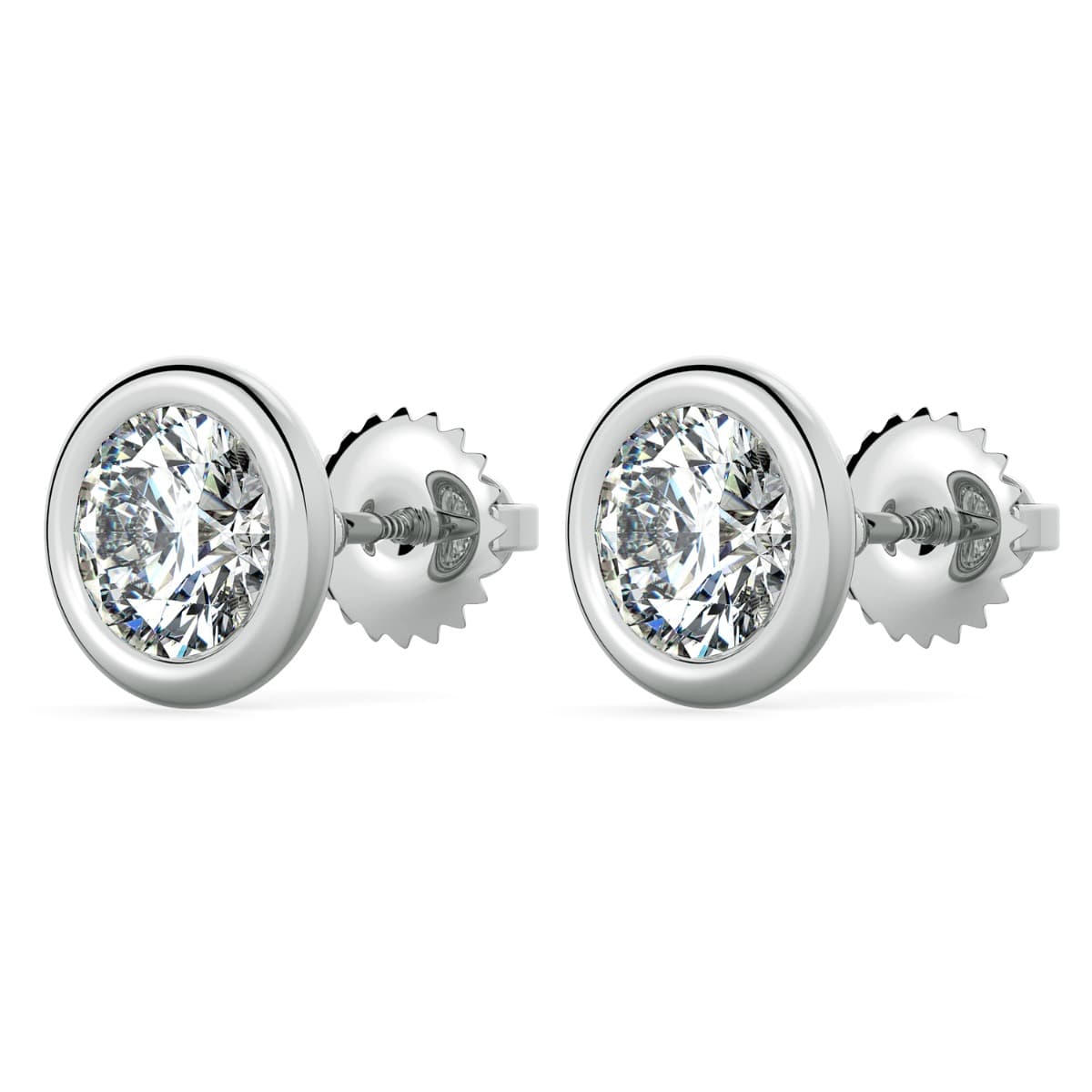 Bezel-Set Round Stud Earrings