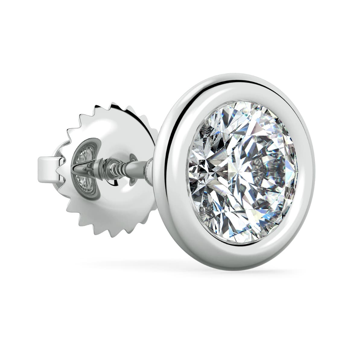 Bezel-Set Round Stud Earrings