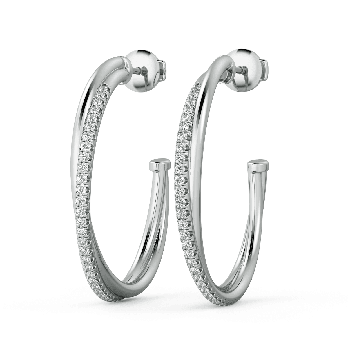 Norme de CrossOver Medium Hoop Diamond Earrings
