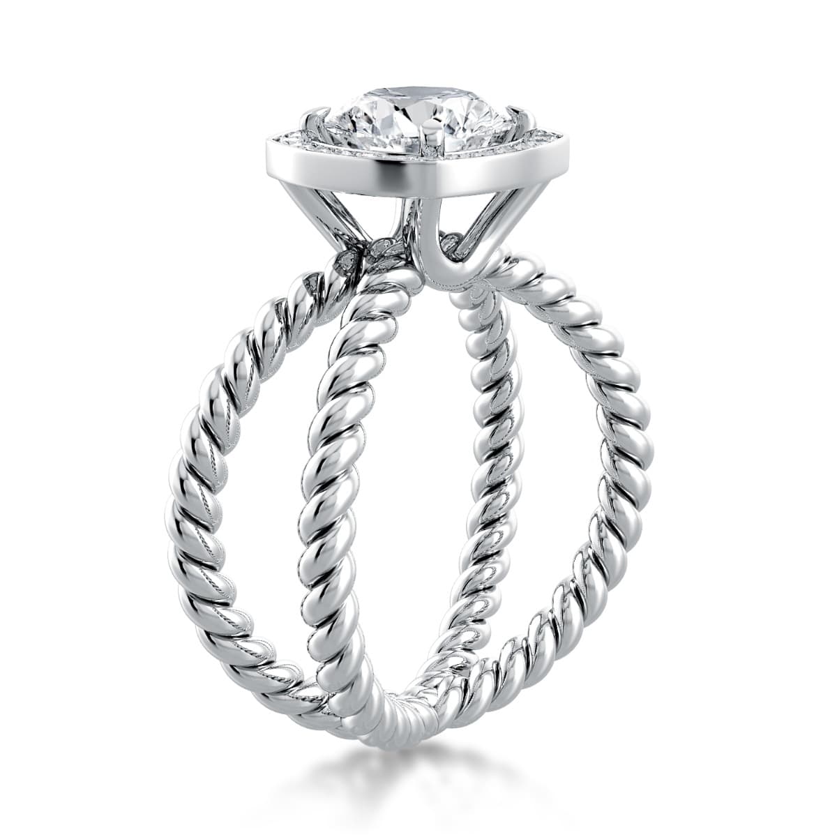 Eleganza Unique Design Engagement Ring with Halo