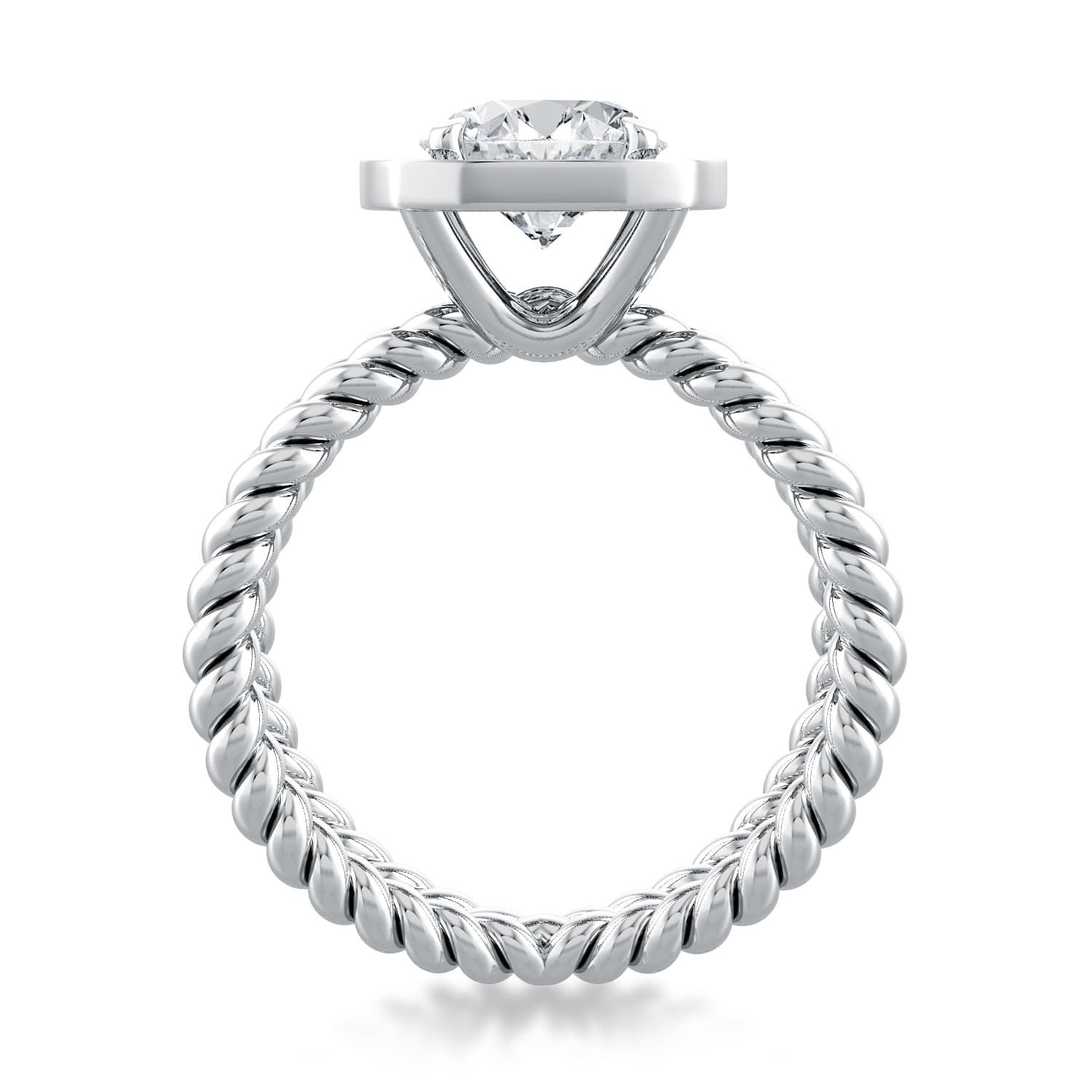 Eleganza Unique Design Engagement Ring with Halo